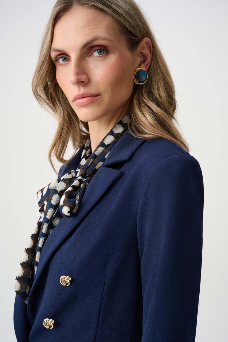 Scuba Crepe Fitted Blazer, Alternate, color, Indigo