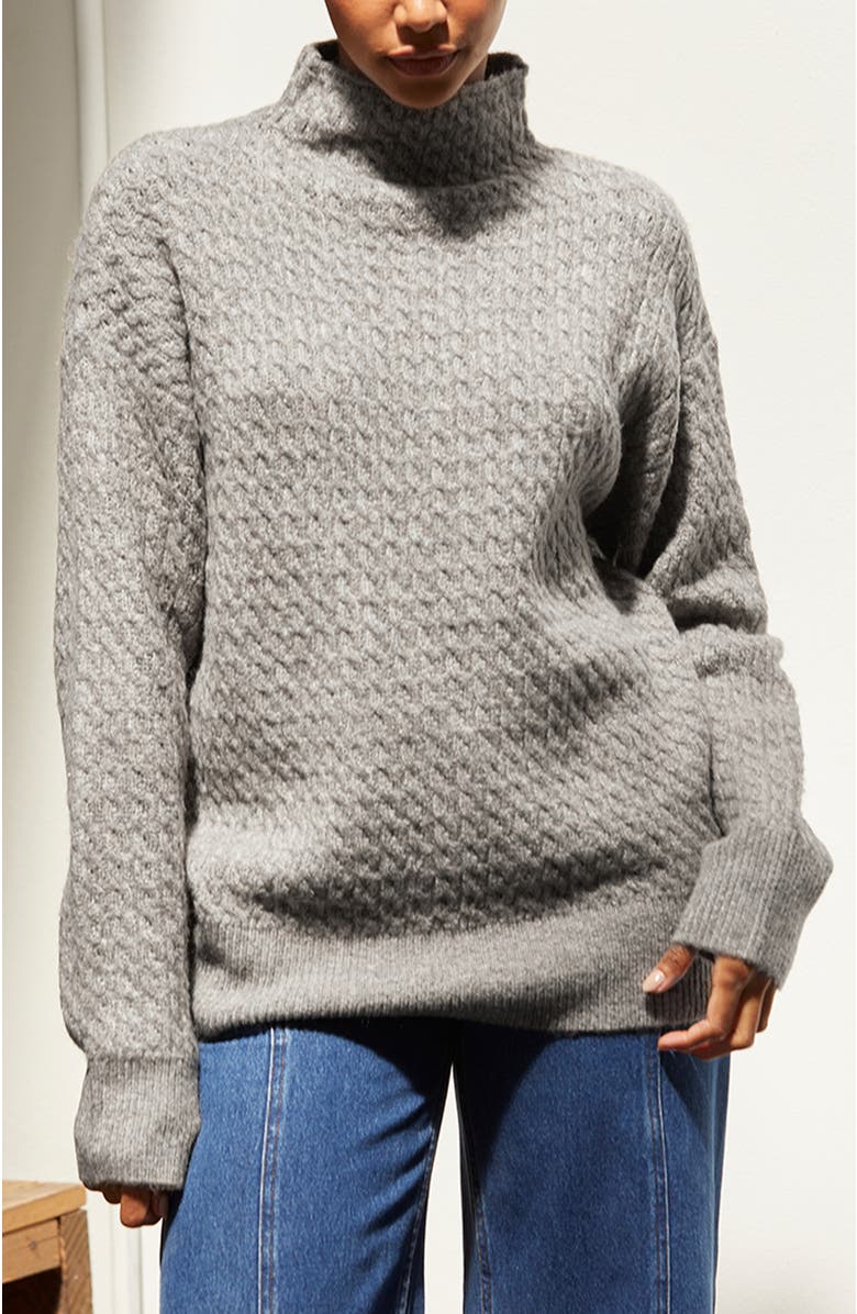 CRESCENT Cable Knit Mock Neck Sweater, Main, color, 