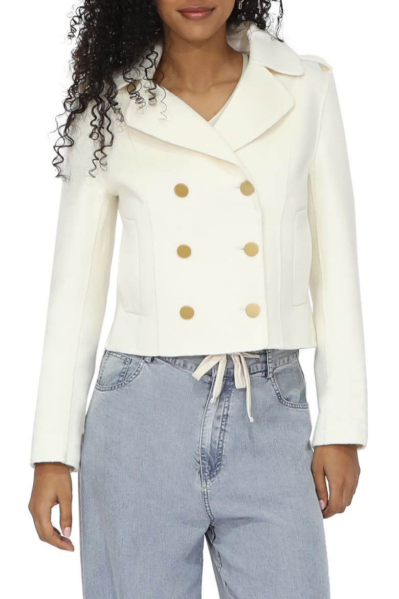 Back In Time Wool Blend Military Peacoat, Main, color, CREAM