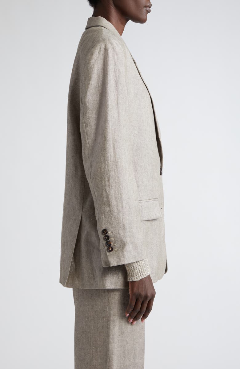 Brunello Cucinelli Metallic Linen Blend Blazer, Alternate, color, Brown Grey