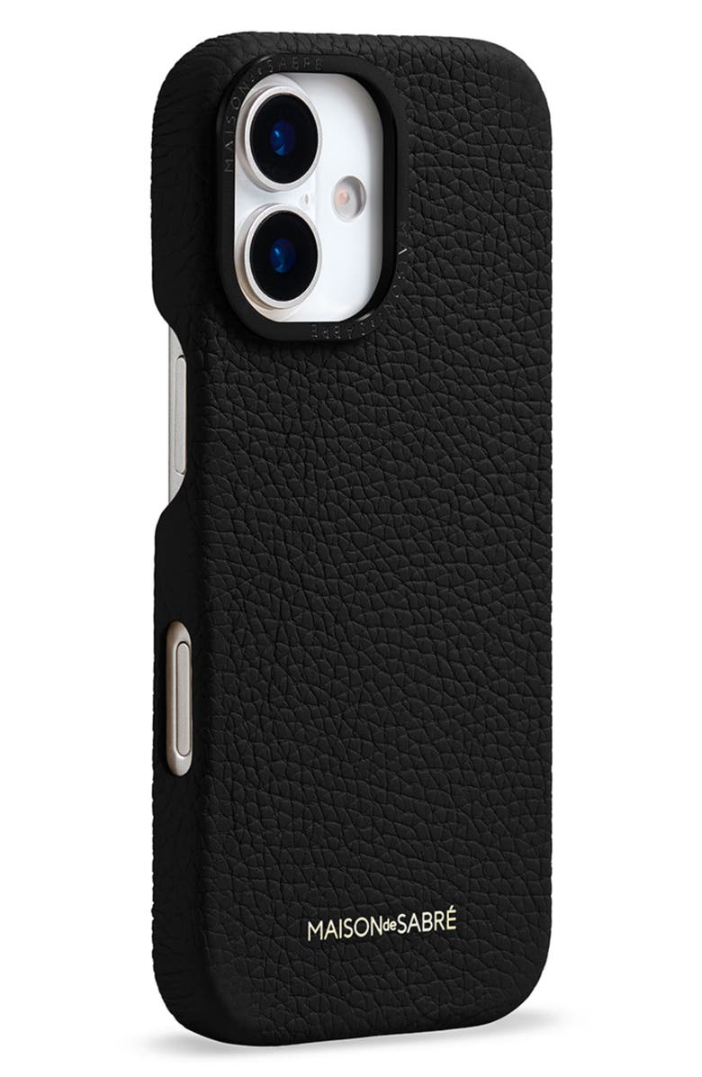 MAISON de SABRÉ Leather Phone Case, Alternate, color, Black Caviar