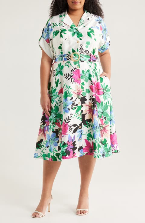Floral Midi Shirtdress (Plus)