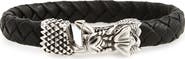 King Baby Leather Bracelet with Silver Dragon Clasp