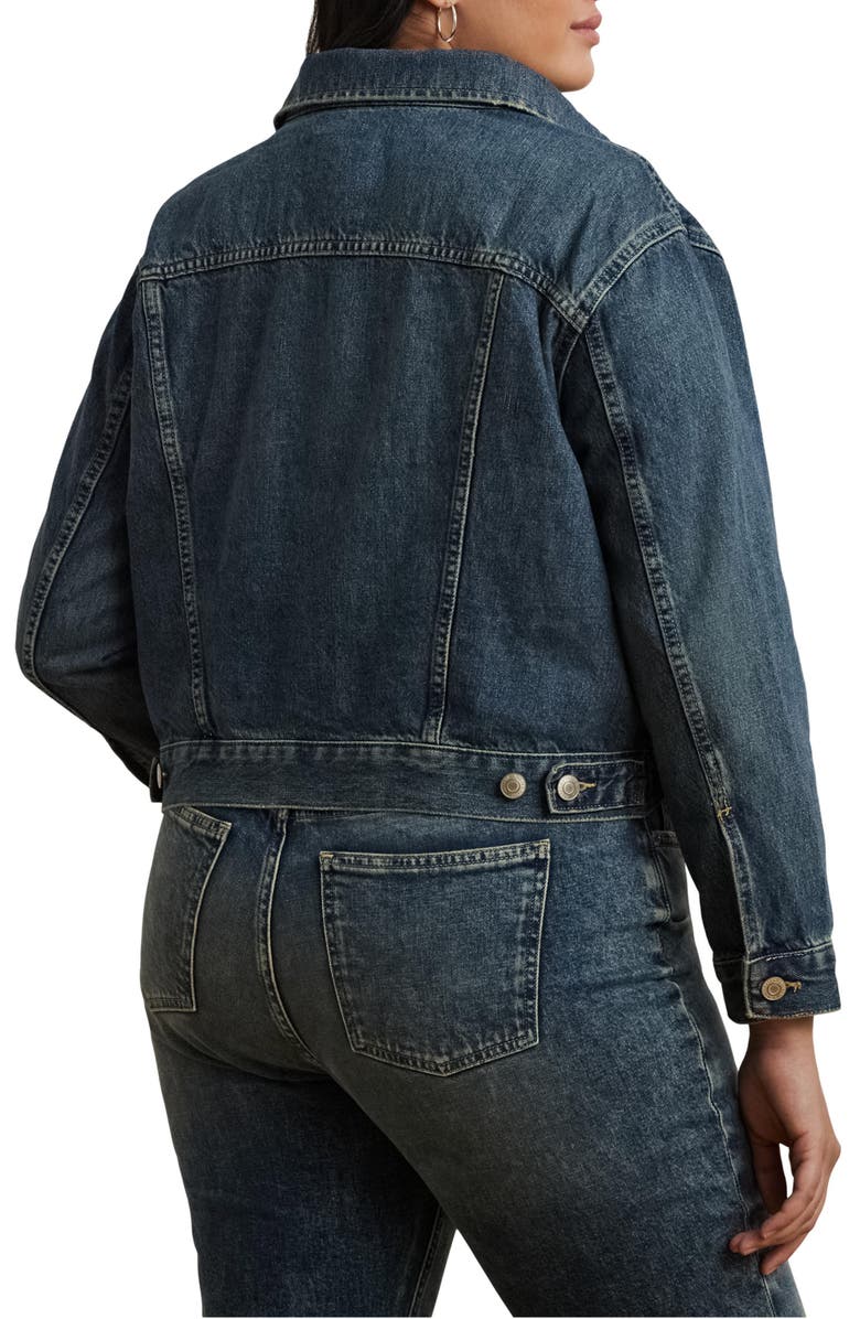 Lauren Ralph Lauren Crop Denim Trucker Jacket, Alternate, color, Haze Wash