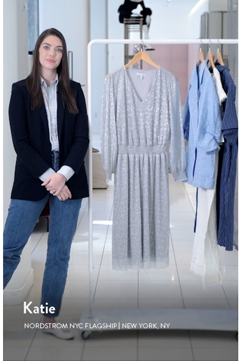 Plissé V-Neck Long Sleeve Midi Dress video