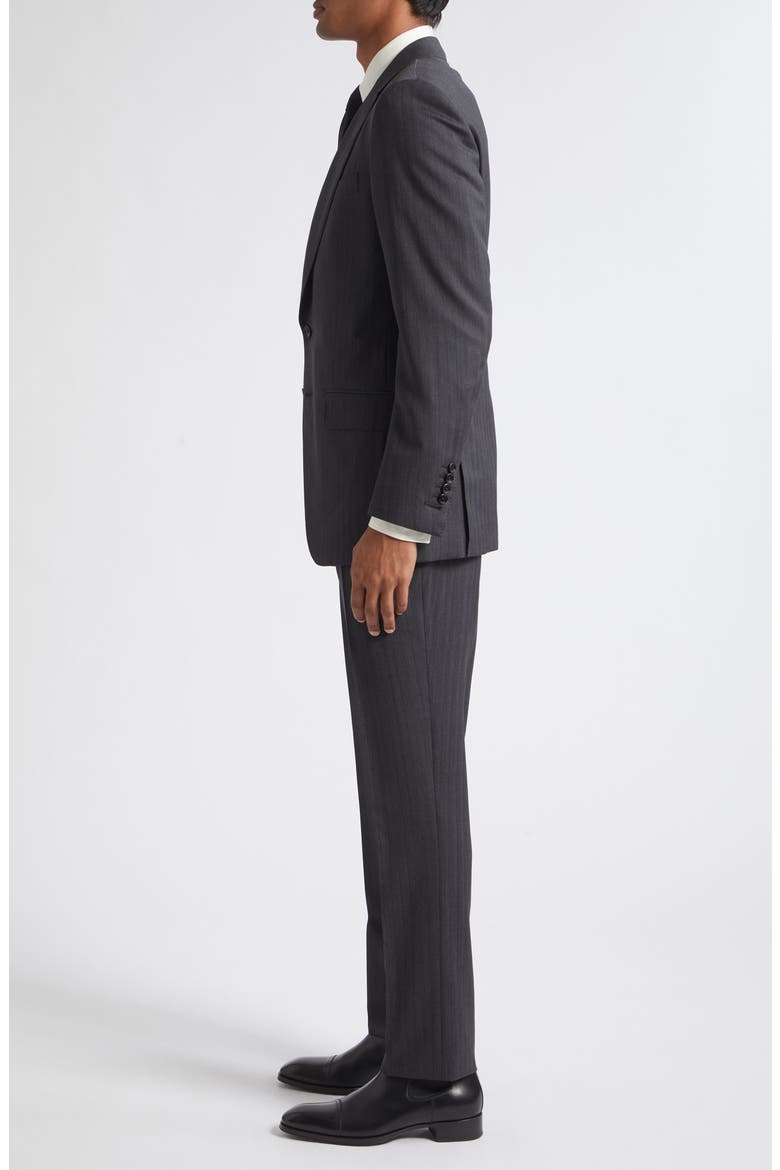 Herringbone Stripe Wool Blend Suit, Alternate, color, TAZ DARK GREY