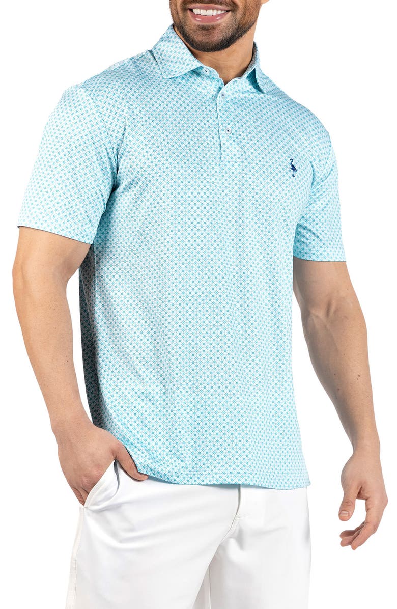 TailorByrd Geometric Floral Print Performance Polo, Alternate, color, Spearmint