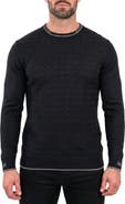 Maceoo Check Textured Crewneck Sweater