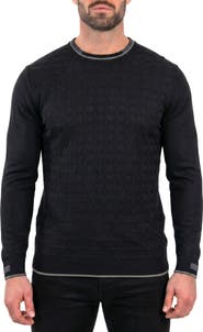 Maceoo Check Textured Crewneck Sweater