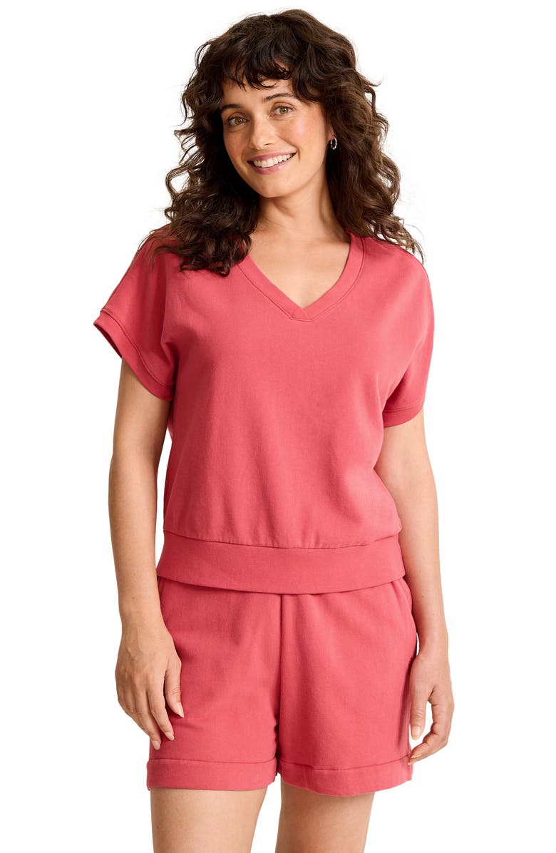 Tommy Bahama Marina Del Mar Short Sleeve Sweatshirt, Alternate, color, Wild Geranium