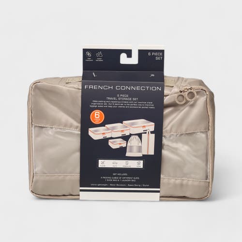 French Connection 6pc Packing Cube Travel Storage Set In Brown