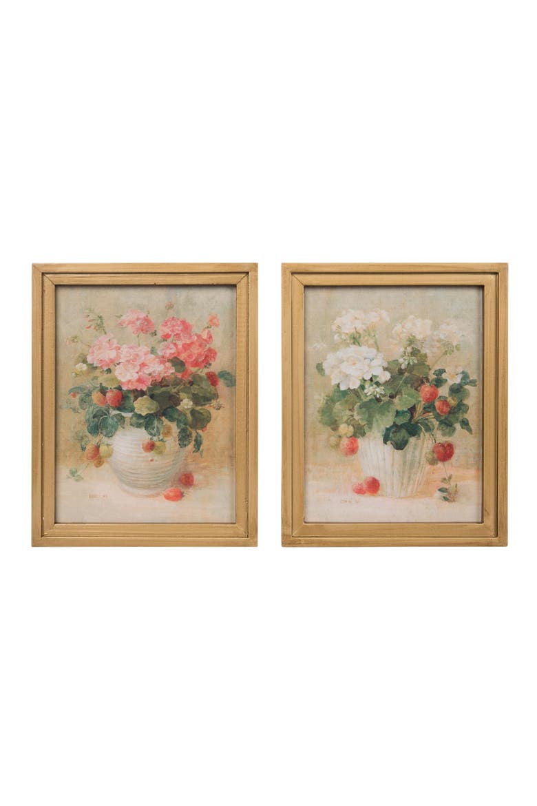 MDF Strawberry Canvas Art Set of 2 Spring Wall Decor for Home Decoration and Wood Wall Art, Main, color, Multicolored