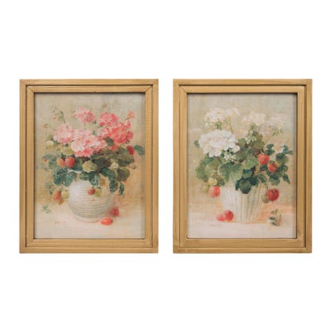 MDF Strawberry Canvas Art Set of 2 Spring Wall Decor for Home Decoration and Wood Wall Art