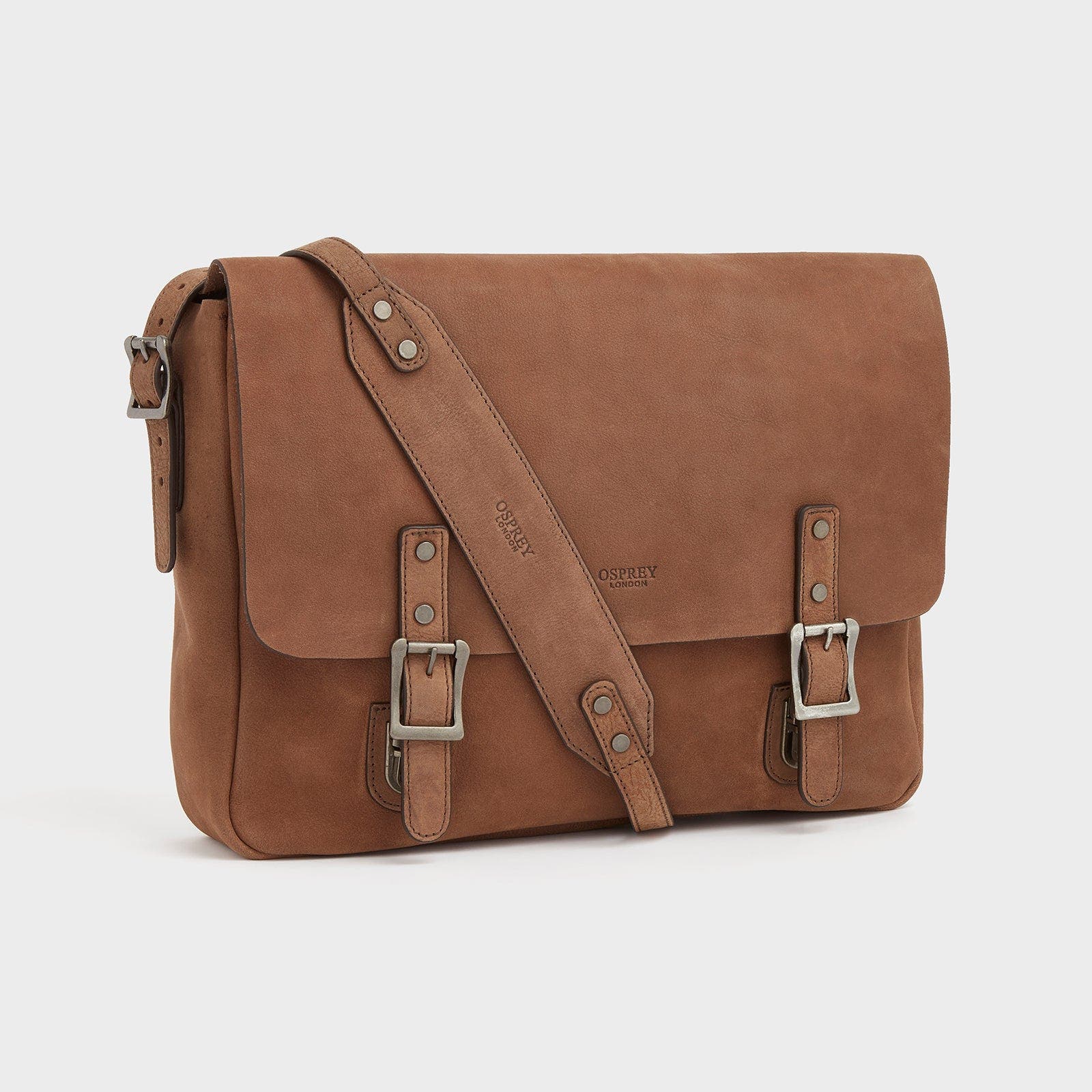 The Clayton Large Leather Messenger Bag, Alternate, color, Chocolate