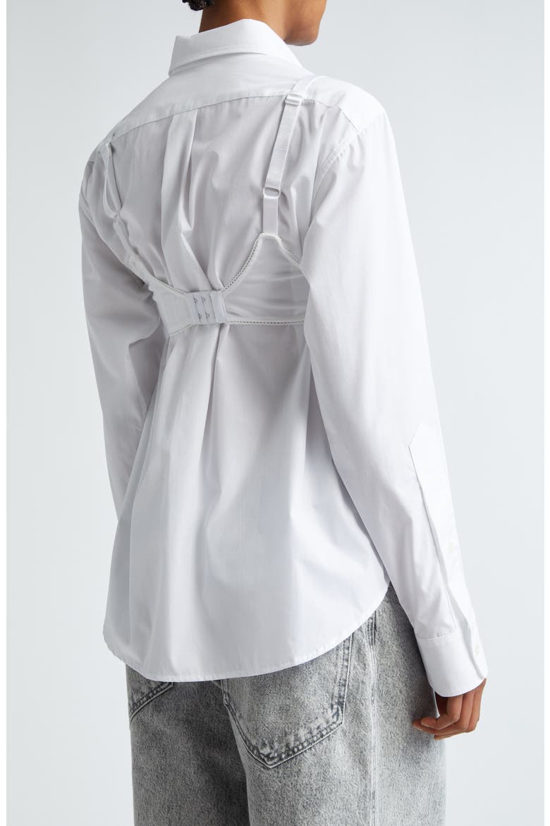 Bra Cotton Button-Down Shirt, Alternate, color, WHITE