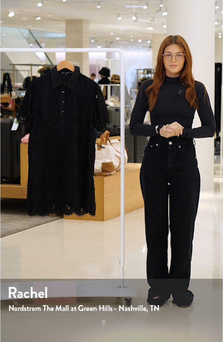 Embroidered Cotton Blend Mini Shirtdress, sales video thumbnail