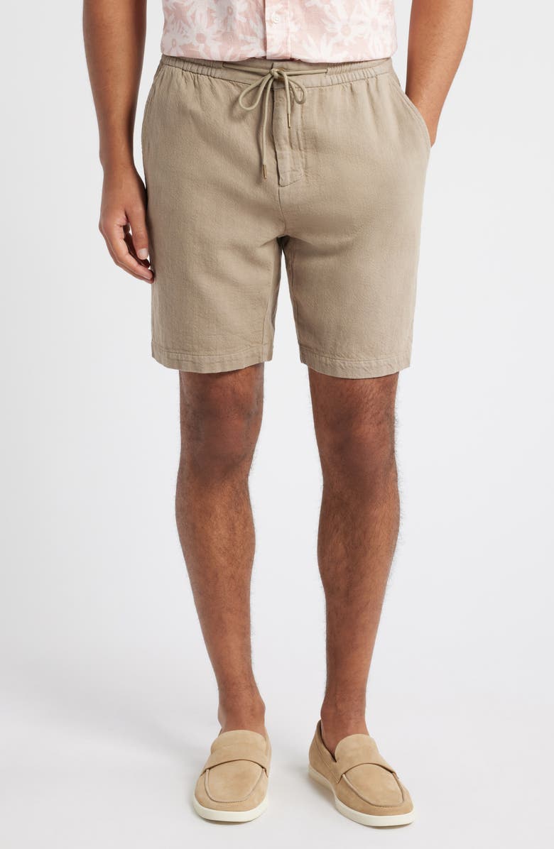 Rails Archer Flat Front Cotton & Linen Shorts, Main, color, Barley