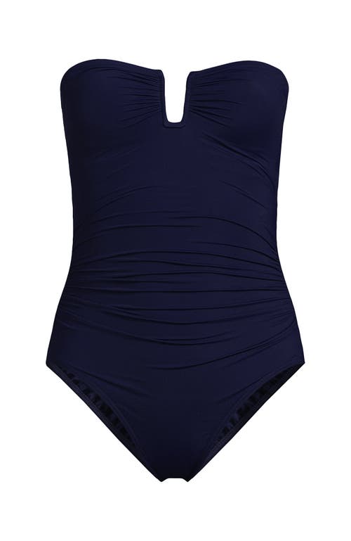 Lands' End Slender Suit Tummy Control U-wire Bandeau One Piece Swimsuit In Deep Sea Navy