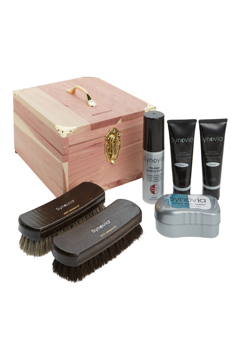Synovia Shoe Care Kit & Deluxe Cedar Box, Main, color, CEDAR