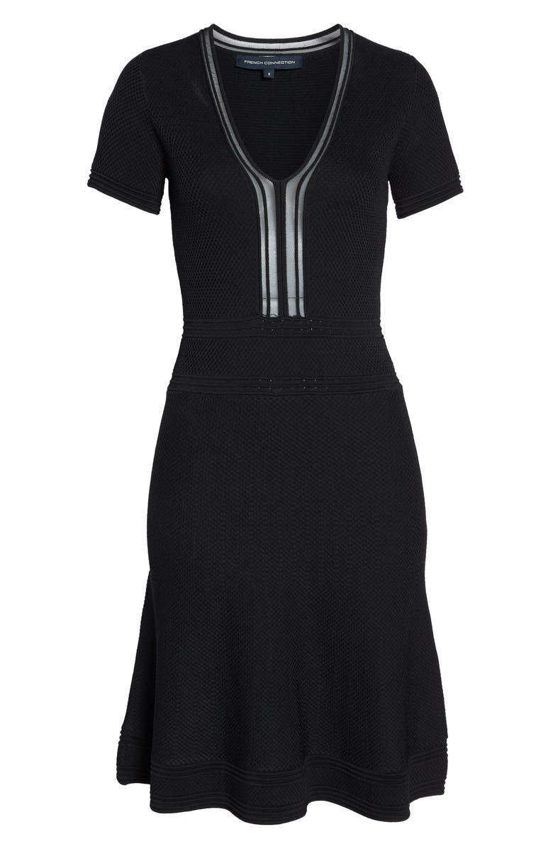 French Connection Ellie Knits V-Neck Fit & Flare Dress, Alternate, color, 