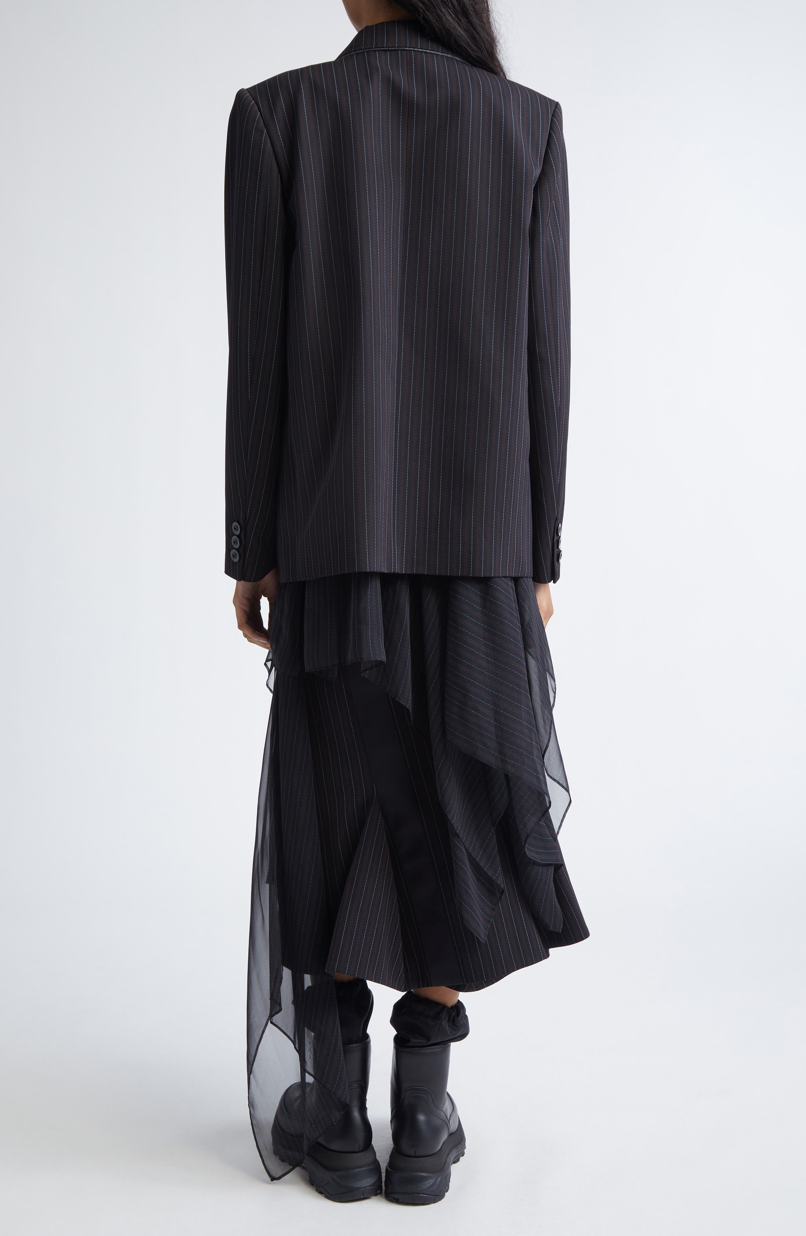 Doeskin Skirt sacai | Stripe Striped – Gray in スカート [25SS