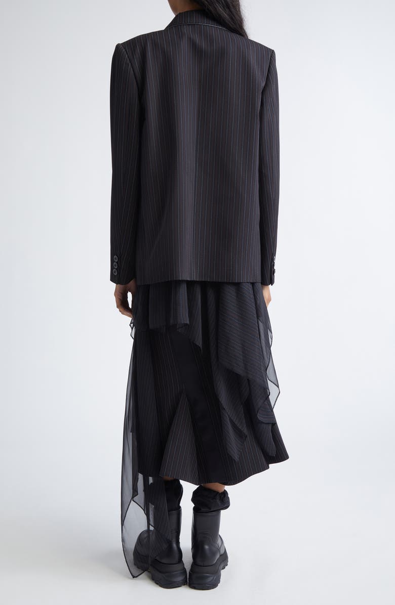 Sacai Stripe Doeskin Jacket, Alternate, color, Black