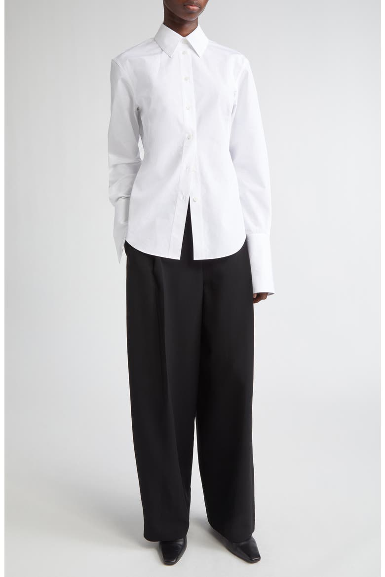 Cooper Pleated Finesse Crepe Barrel Leg Pants, Alternate, color, BLACK