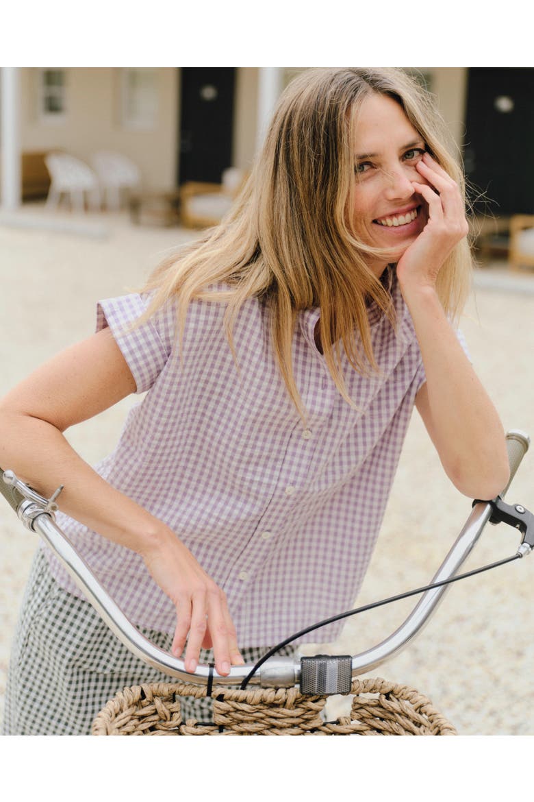 Margo Gingham Button-Down Shirt, Alternate, color, Wisteria