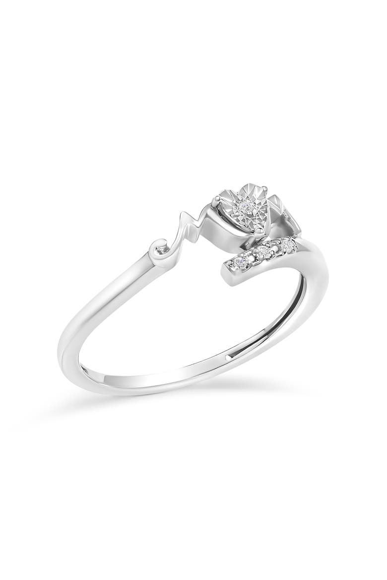 Silver Diamond Accent "MOM" Heart Ring, Alternate, color, White