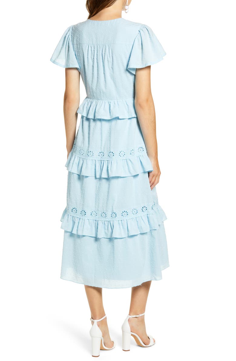 Rachel Parcell Ruffle Tier Midi Dress, Alternate, color, 