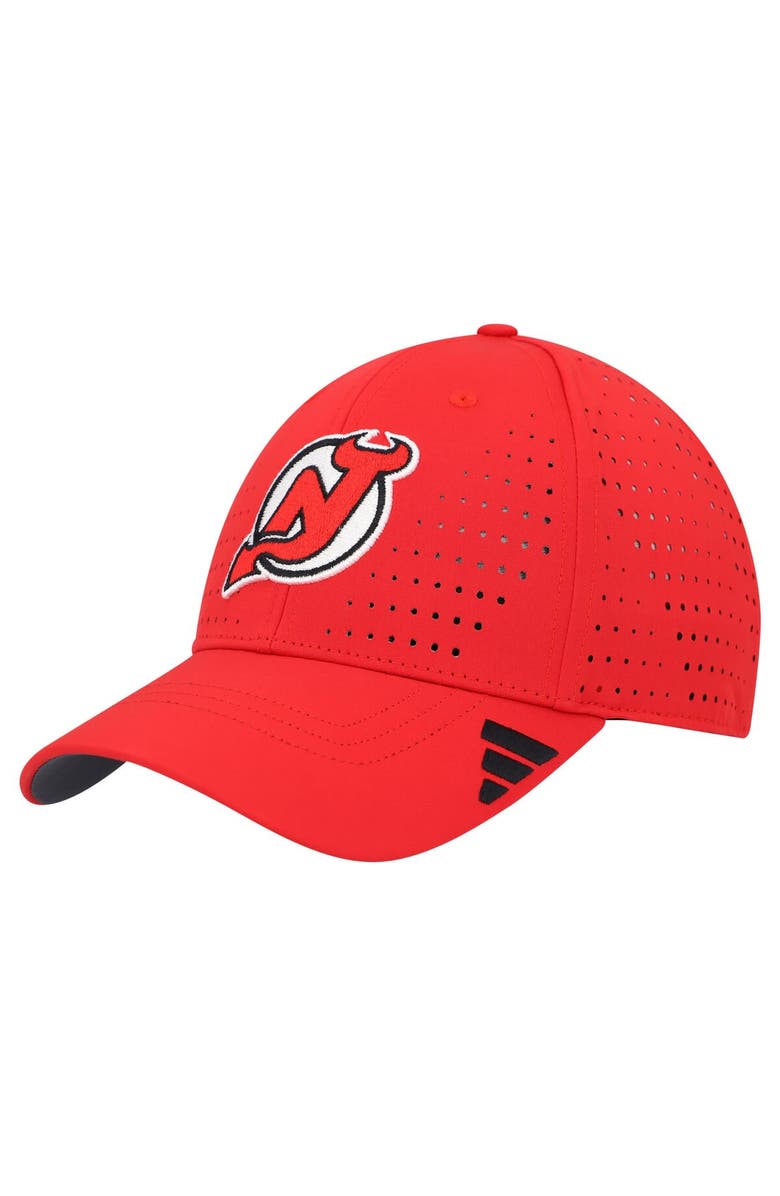 adidas Men's adidas Red New Jersey Devils Laser Perforated AEROREADY Adjustable Hat, Main, color, 