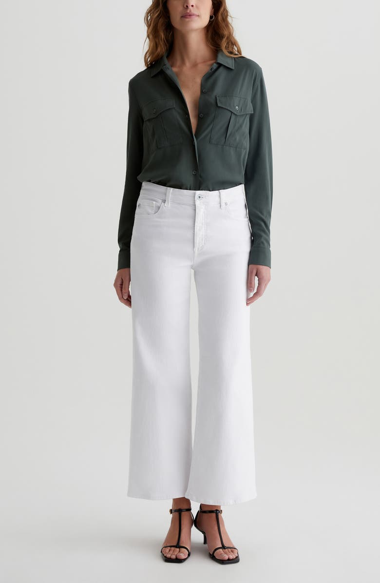 AG Saige Mid Rise Ankle Wide Leg Jeans, Alternate, color, Gallery White