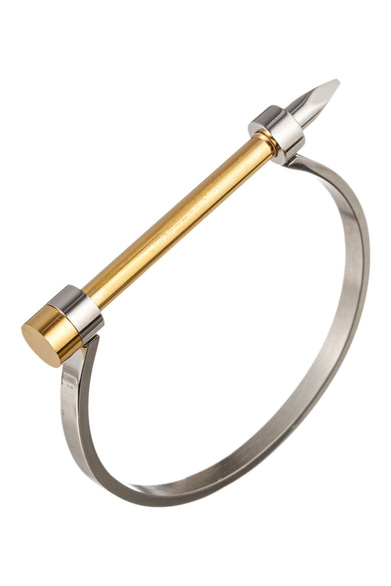 Men's Spike Two-Tone Cuff Bracelet, Main, color, GOLD