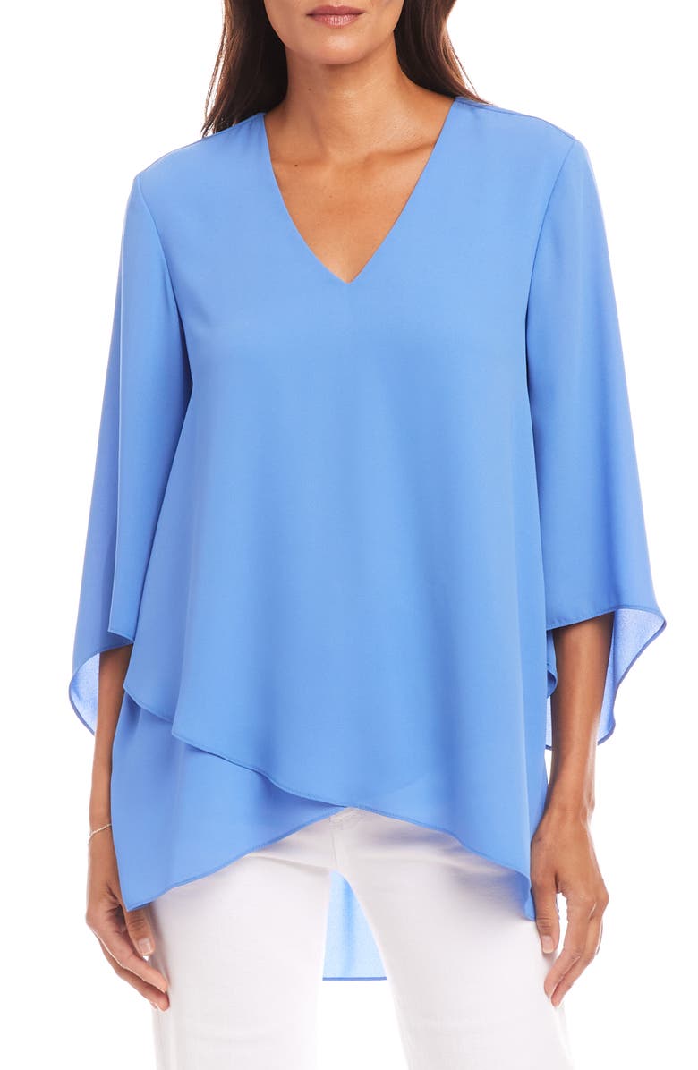 Karen Kane Layered Hem Top, Main, color, Dusty Blue