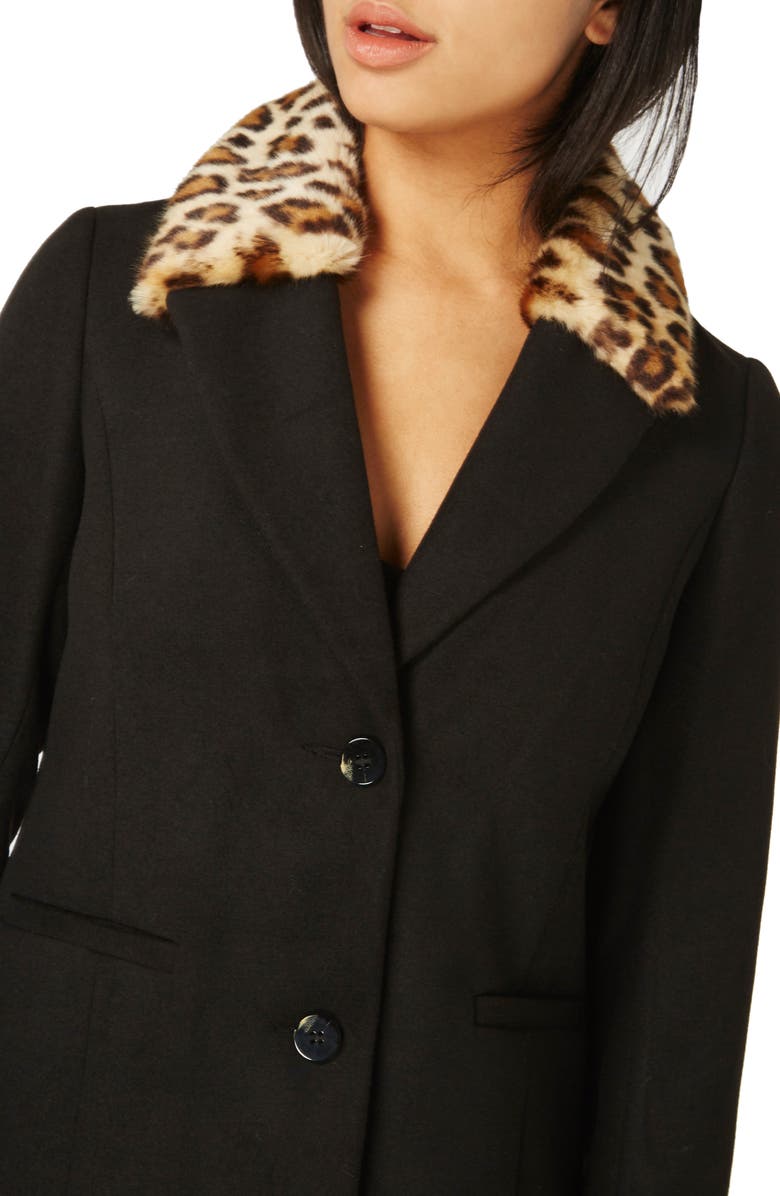 DOROTHY PERKINS Coat with Faux Fur Collar, Alternate, color,