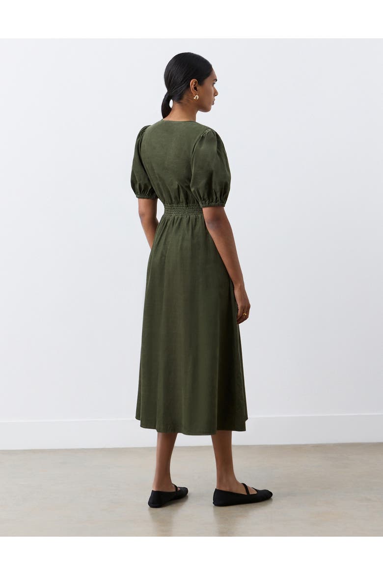 Arlow Short Sleeve V-Neck Midi Tea Dress, Alternate, color, Khaki
