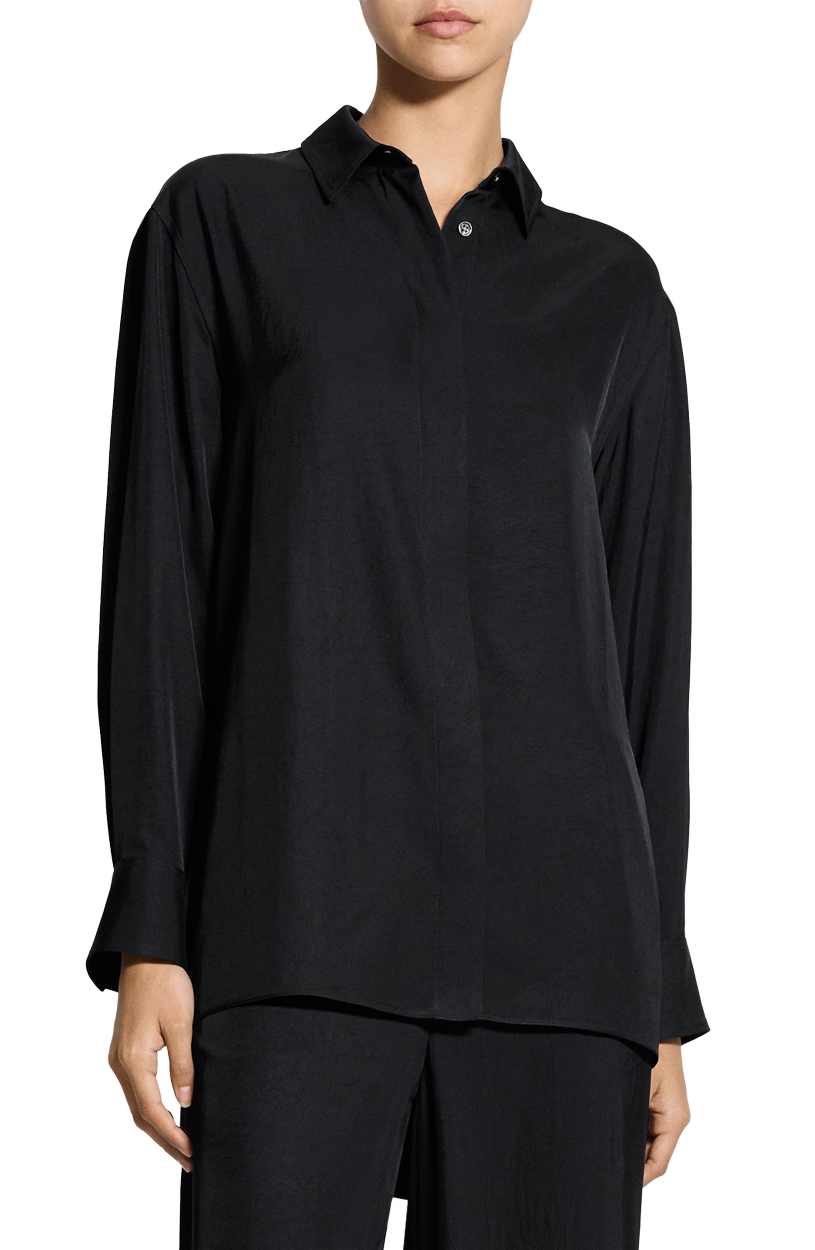 High-Low Button-Up Shirt