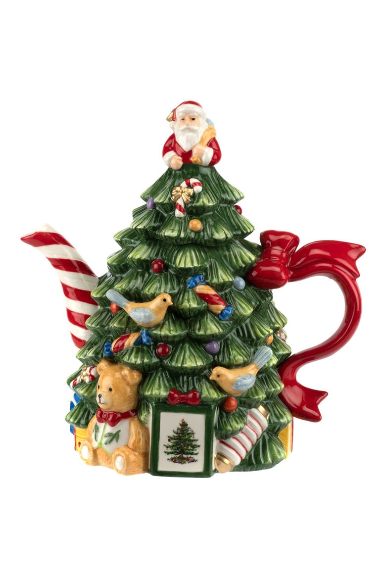 Christmas Tree Teapot, Main, color, GREEN