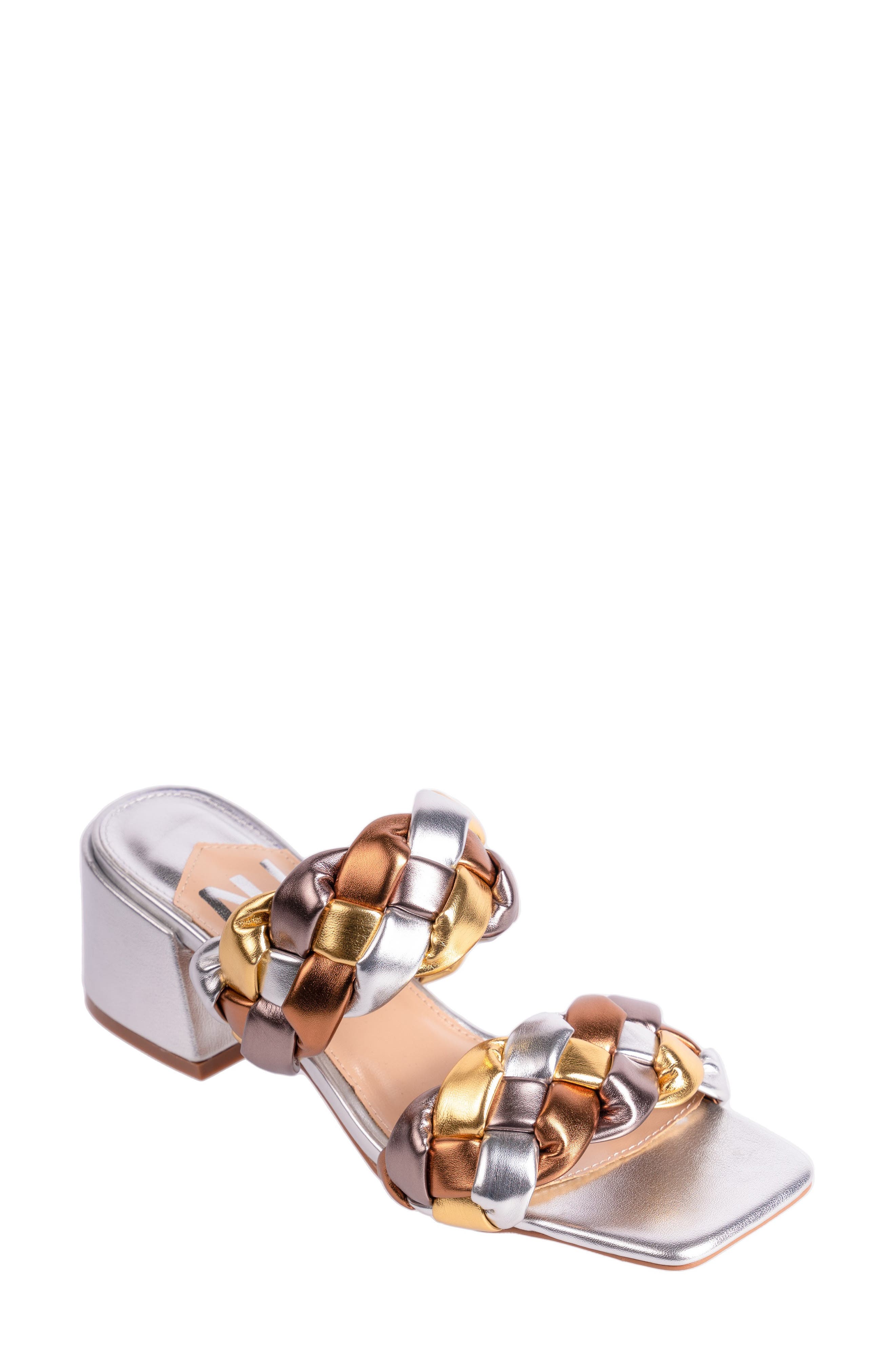 Twist Slide Sandal, Main, color, METALLIC MULTI