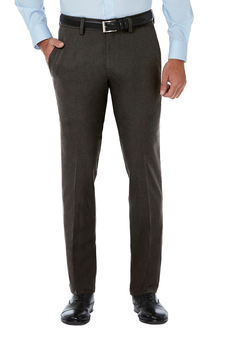 Cool 18® PRO Slim Fit Flat Front Pant, Main, color, DK GRY HTR