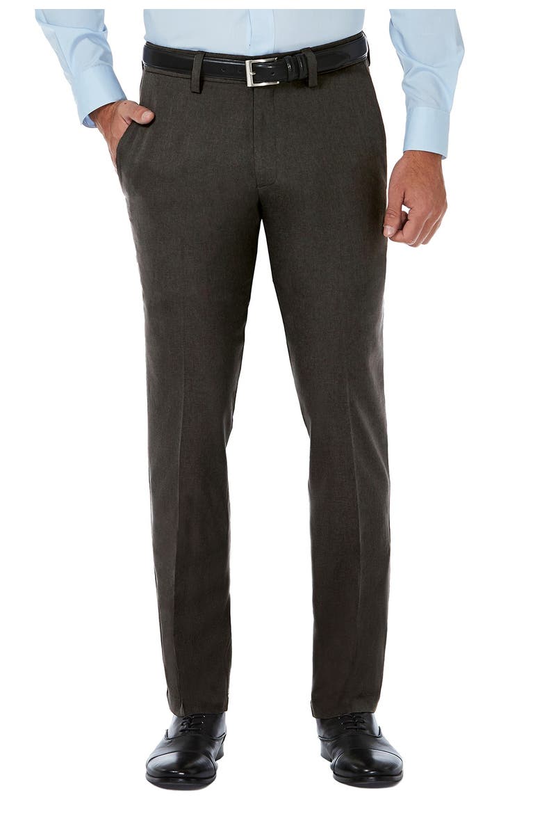HAGGAR Cool 18<sup>®</sup> PRO Slim Fit Flat Front Pant, Main, color, Dk Gry Htr