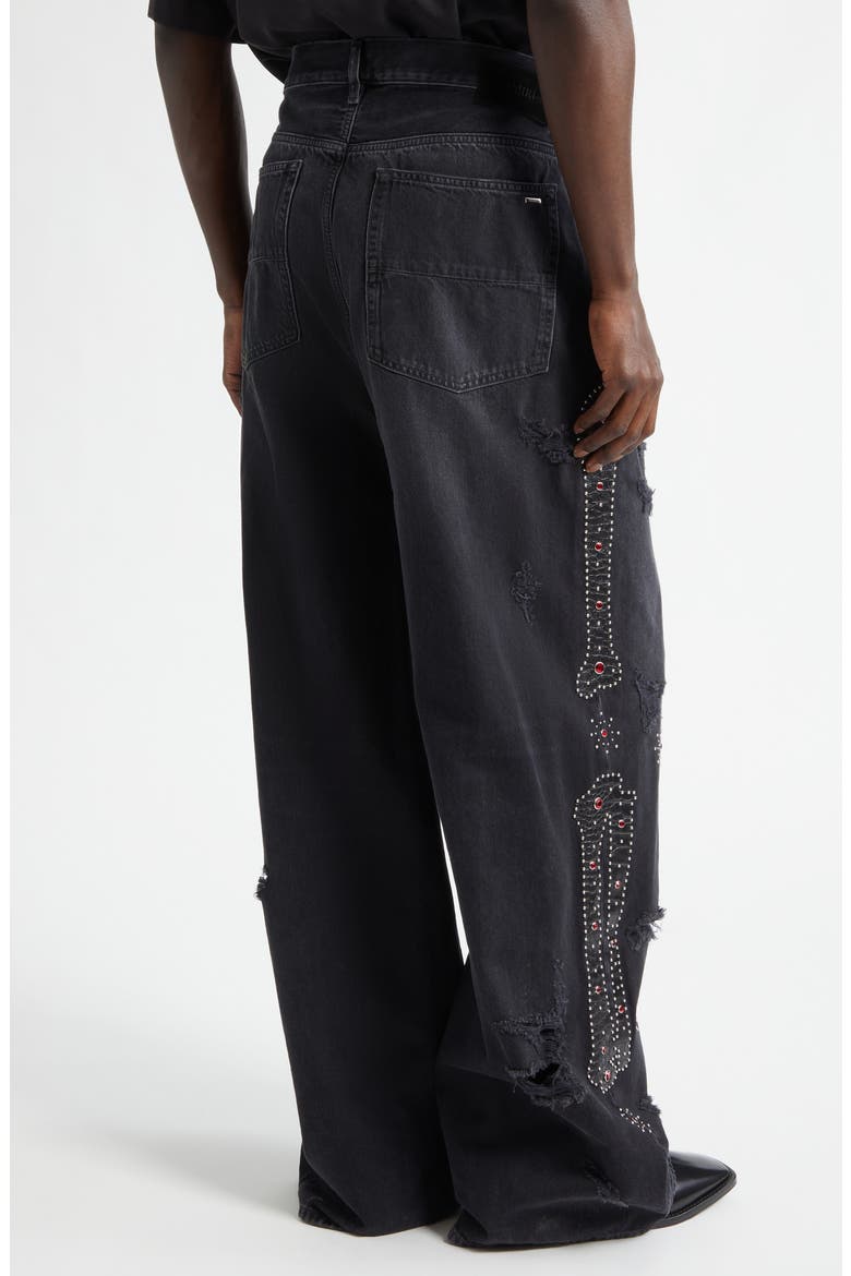 Bones Studded Rip & Repair Baggy Jeans, Alternate, color, VINTAGE BLACK