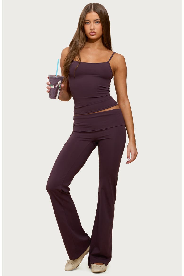 Oriane Foldover Flare Leggings, Alternate, color, PLUM