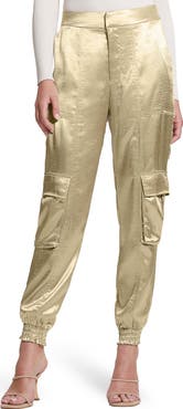 GUESS Soundwave Textured Satin Cargo Pants