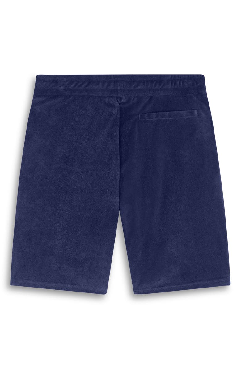 Bugatchi Cotton Blend French Terry Drawstring Shorts, Alternate, color, Navy