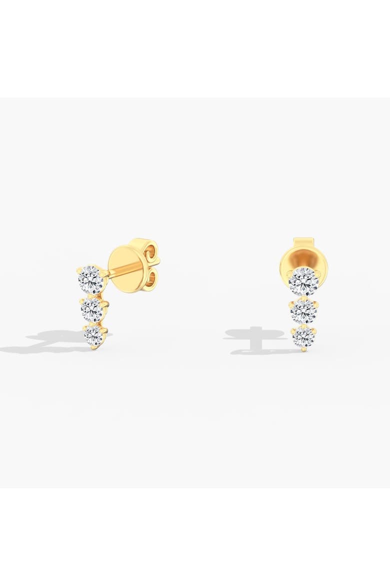 Petite Three Stone Graduated Stud Lab Diamond in 14K Gold, Main, color, Yellow Gold