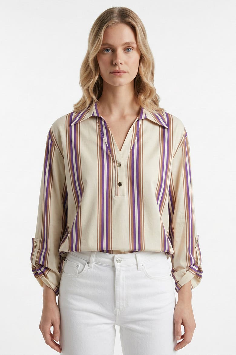 Delron Long Sleeve Epaulette Blouse, Main, color, Multi Color