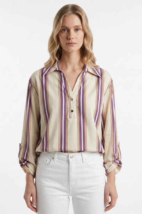 Delron Long Sleeve Epaulette Blouse