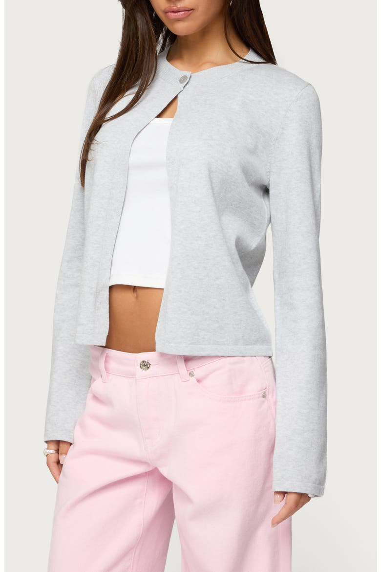 Jenie Split Front Cardigan, Alternate, color, GRAY-MELANGE
