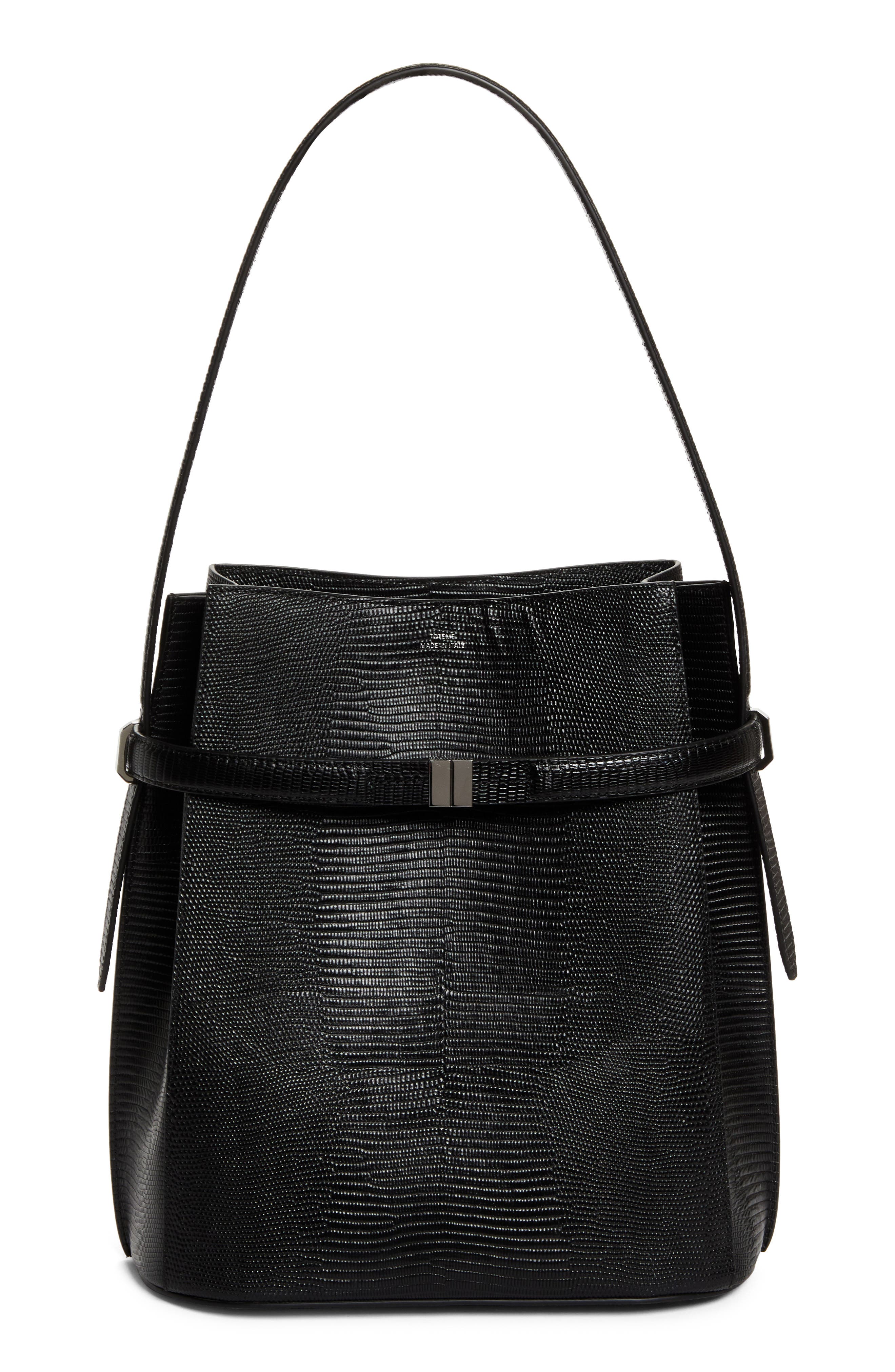 TOTEME Belted Lizard Embossed Leather Bucket Shoulder Bag, Main, color, 